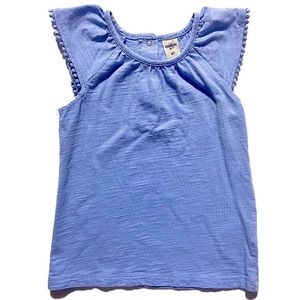 Oshkosh Toddler Girls 4t Flutter Sleeves Light Blue Shirt Top NEW